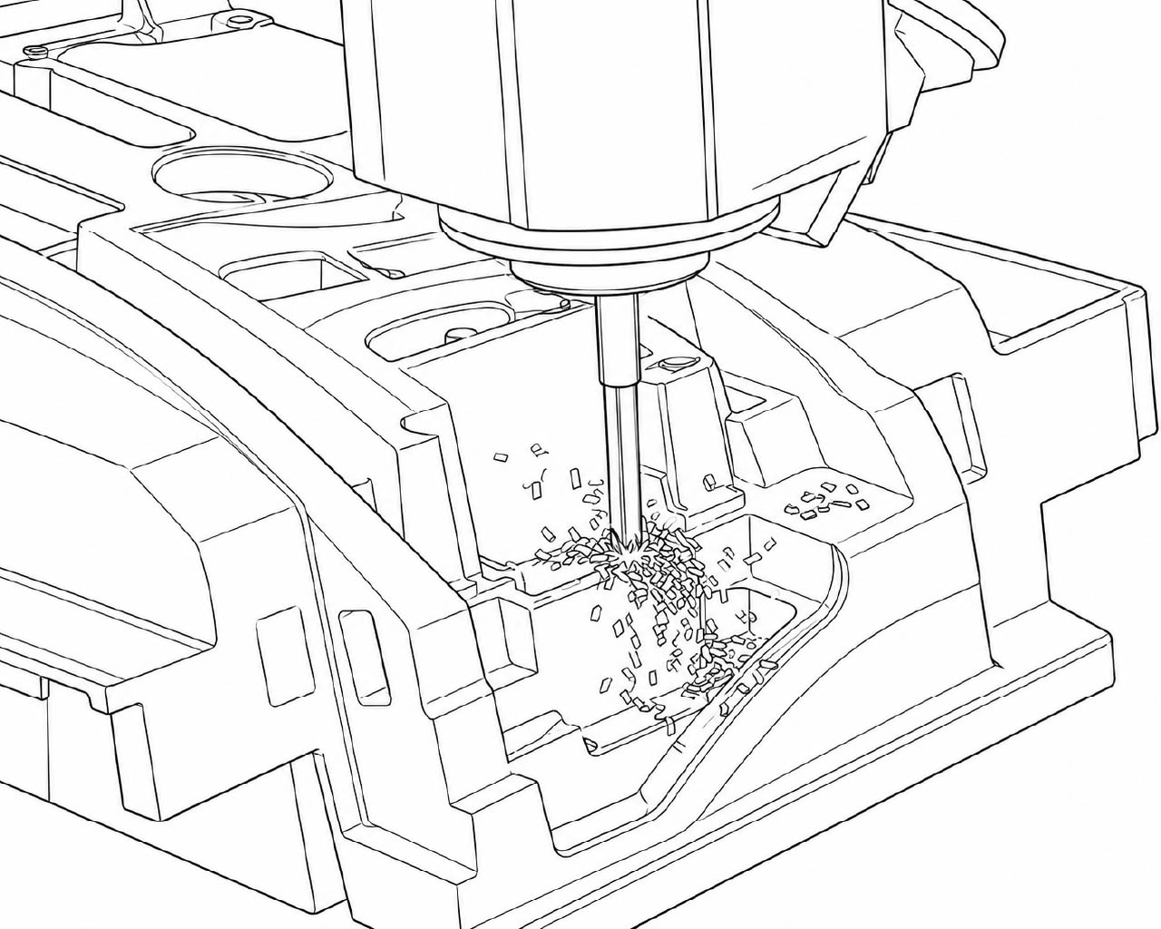 5-axis CNC machine milling a mold